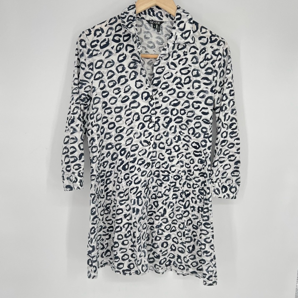 Nic + Zoe Leopard Print Shirt Dress Small